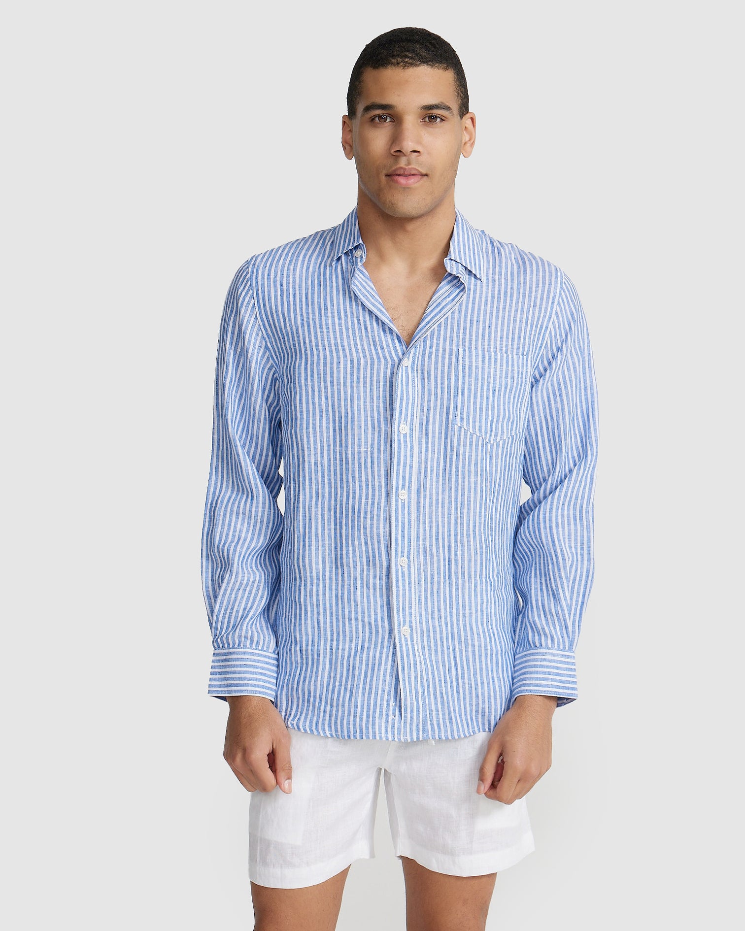 ORTC - Linen Shirt - Blue and White Stripe | Label A